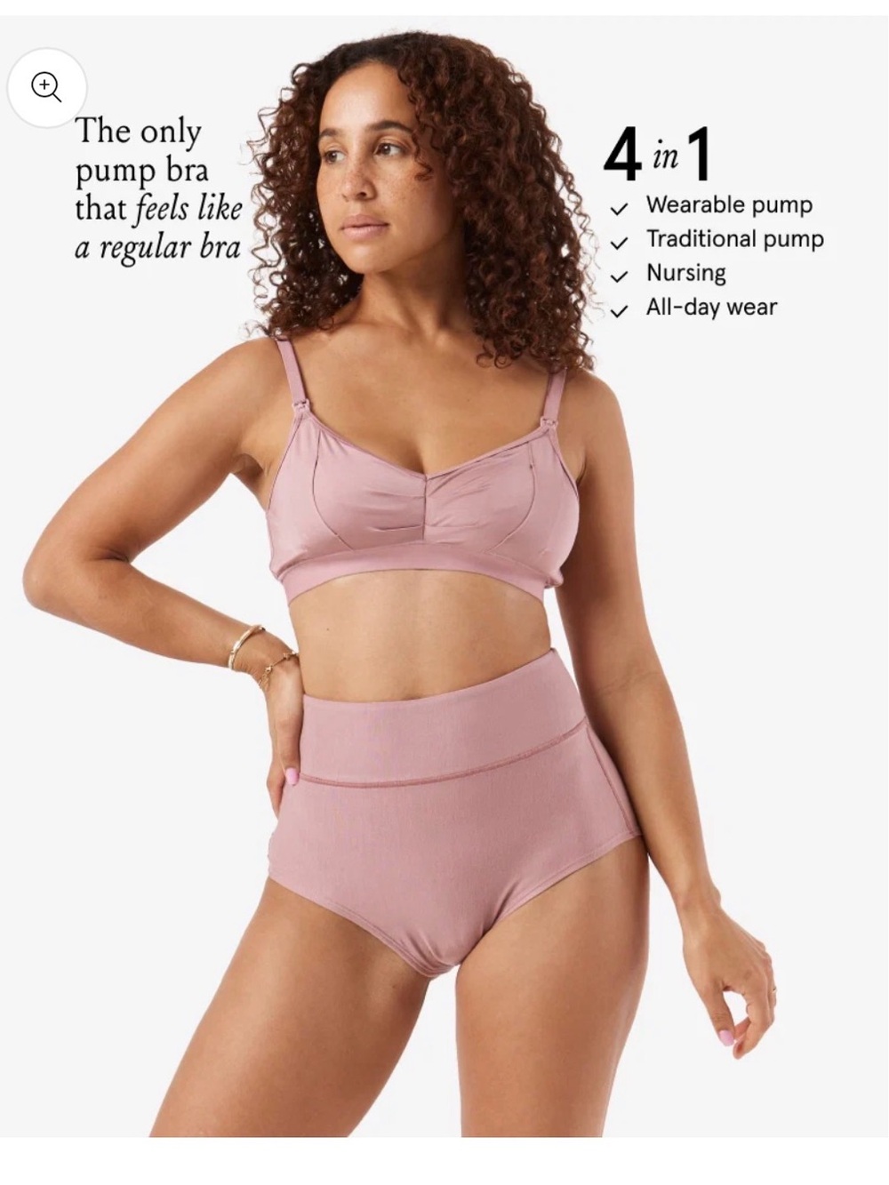 4-in-1 Wearable Pump & Nursing Bralette — Dusty Pink